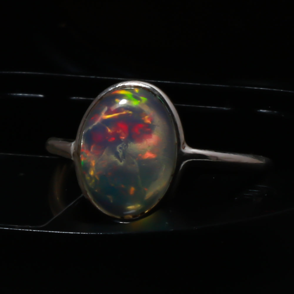 Natural White Ethiopian Opal Statement Fine Gemstone Ring 