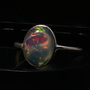 Natural White Ethiopian Opal Statement Fine Gemstone Ring 