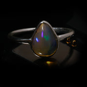 Welo Fire Ethiopian Opal Pear Shape Ring | 925 Sterling Silver Fine Jewelry | Stackable Ring | October Birthstone Gift Ideas