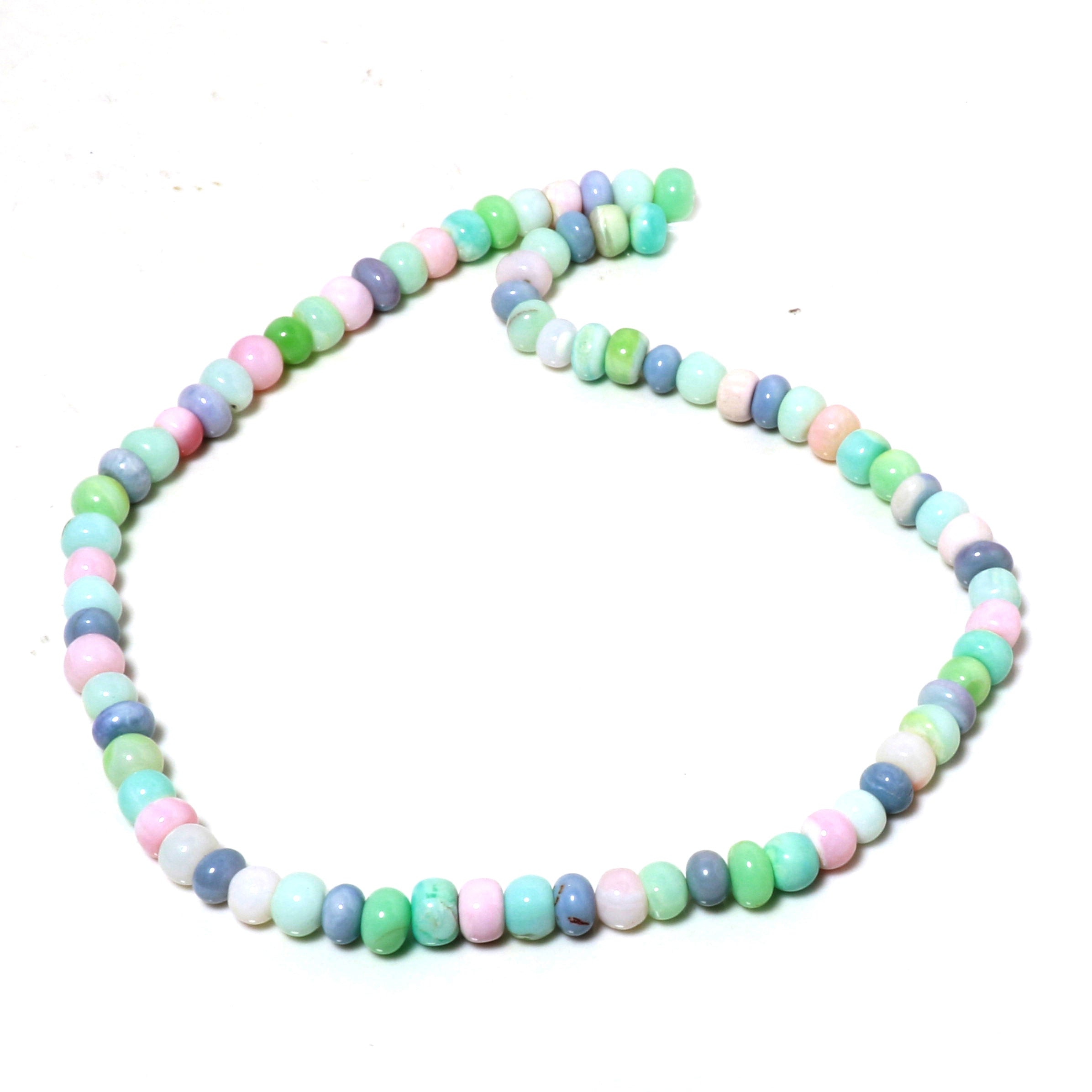 Natural Opal Multi Color Rondelle Beaded Necklace | 925 Sterling Silver Jewelry | October Birthstone | Healing Power Root Chakra