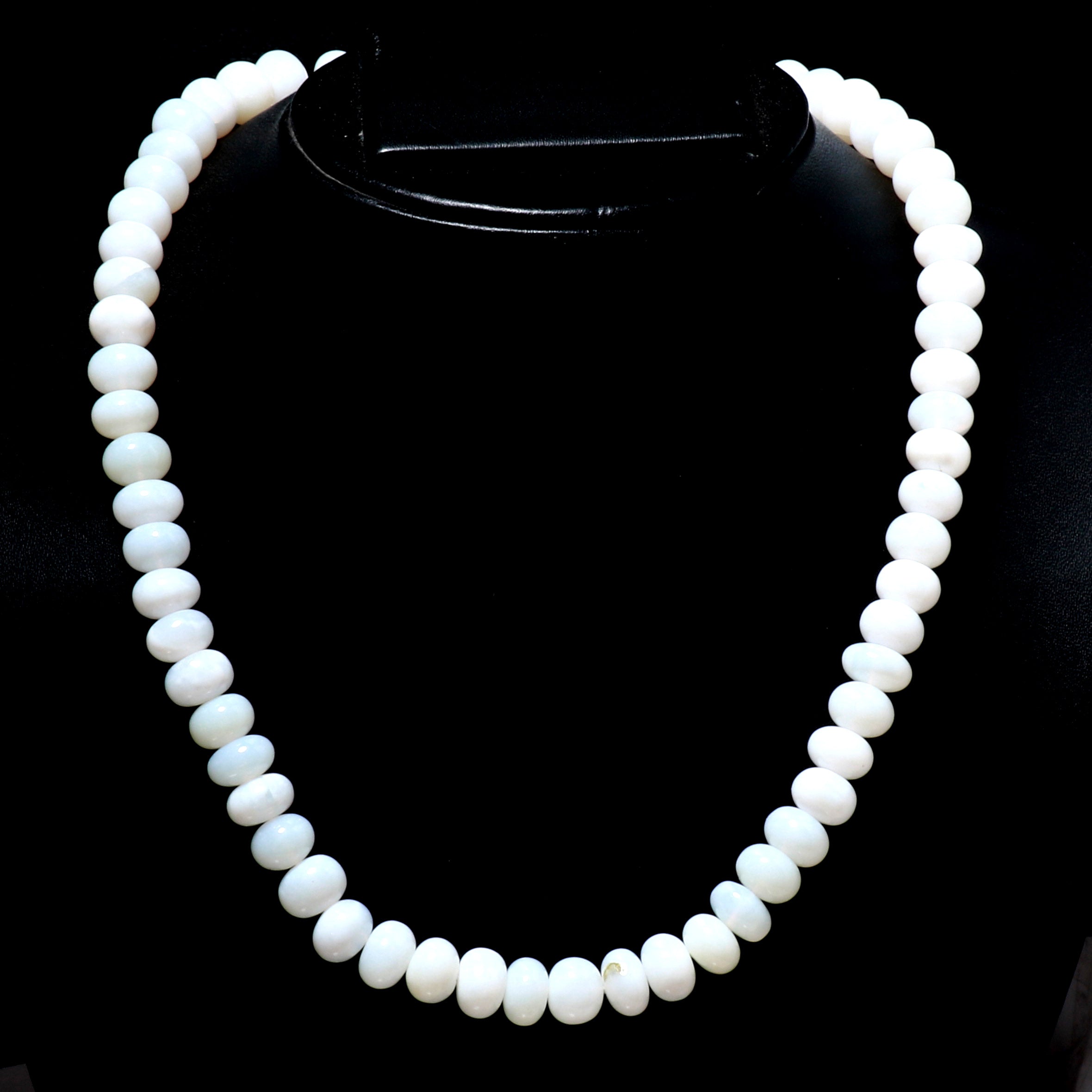 Natural White White Opal Beaded Fine Gemstone Necklace 