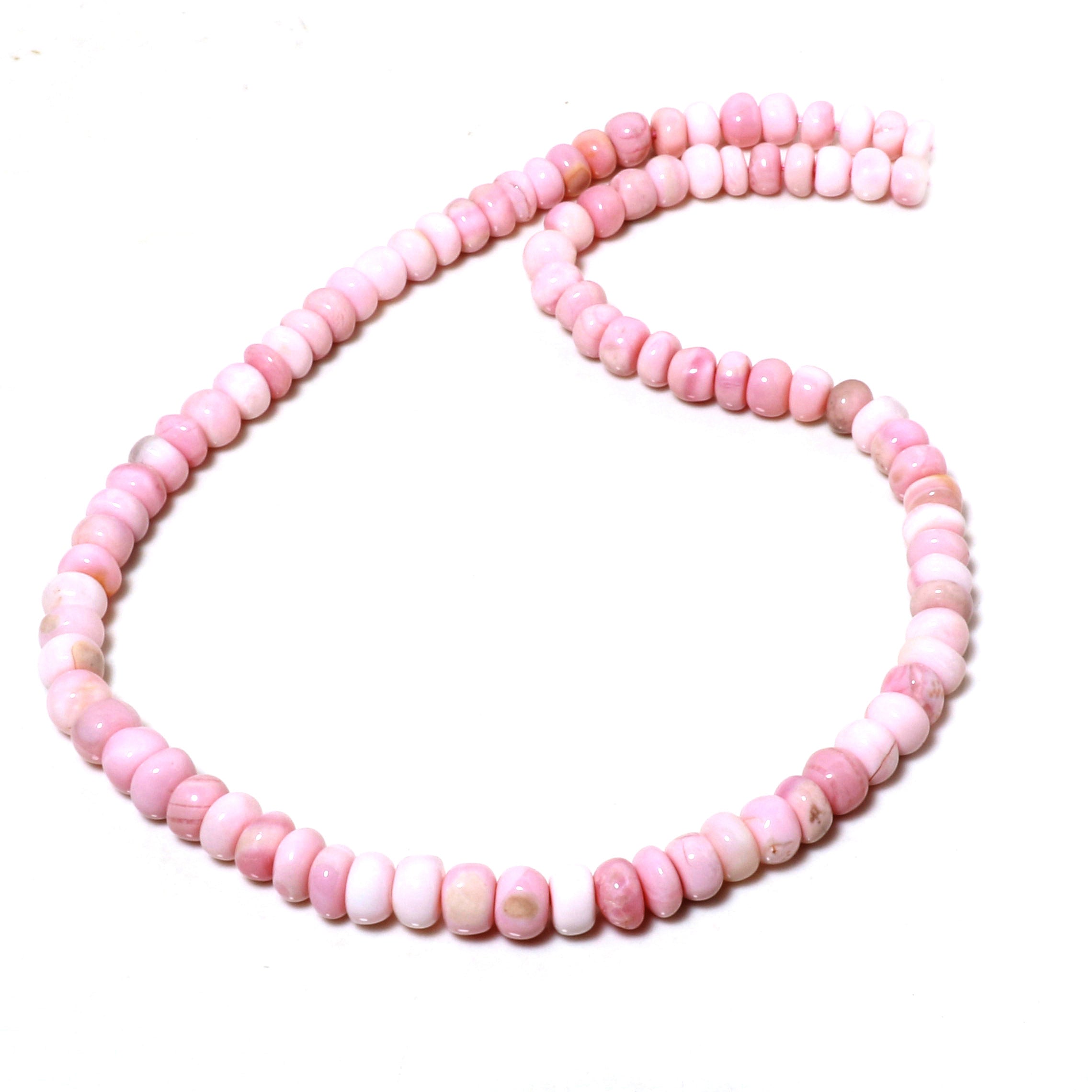 Natural Beige Pink Opal Beaded Fine Gemstone Necklace 