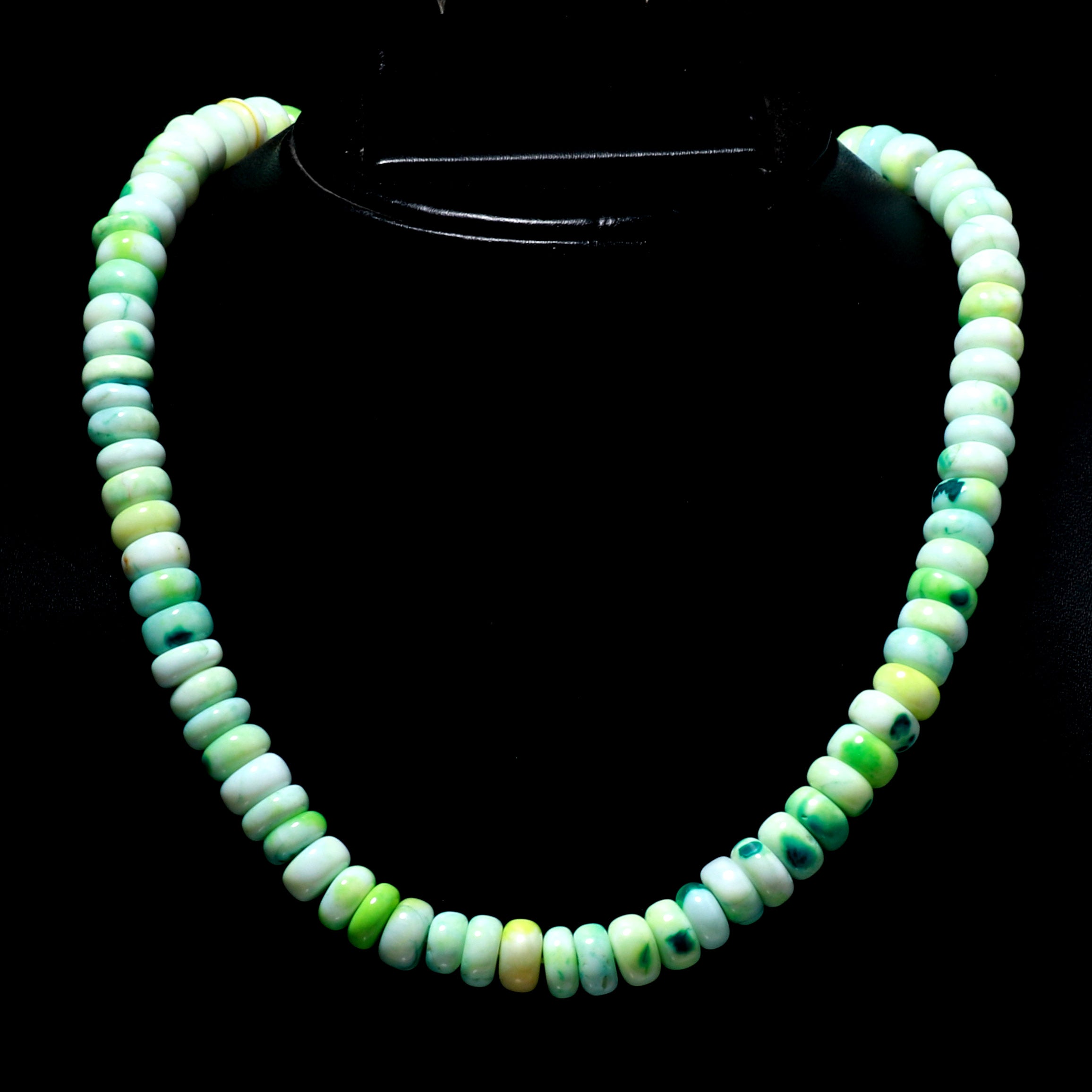 Natural Parrot Green Opal Beaded Fine Gemstone Necklace 