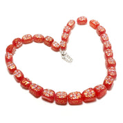 Natural Red Aventurine Beaded Necklace | 925 Sterling Silver Jewelry | August Birthstone | Healing Power Root Chakra