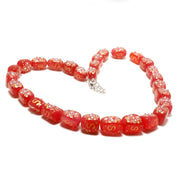 Natural Red Red Aventurine Beaded Fine Gemstone Necklace 