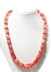 Natural Red Red Aventurine Beaded Fine Gemstone Necklace 