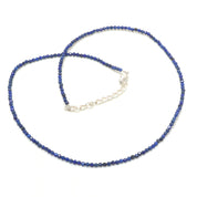Natural Lapis Lazuli Beaded Necklace | 925 Sterling Silver Jewelry | Birthstone Gift | Adjustable Chain Necklace