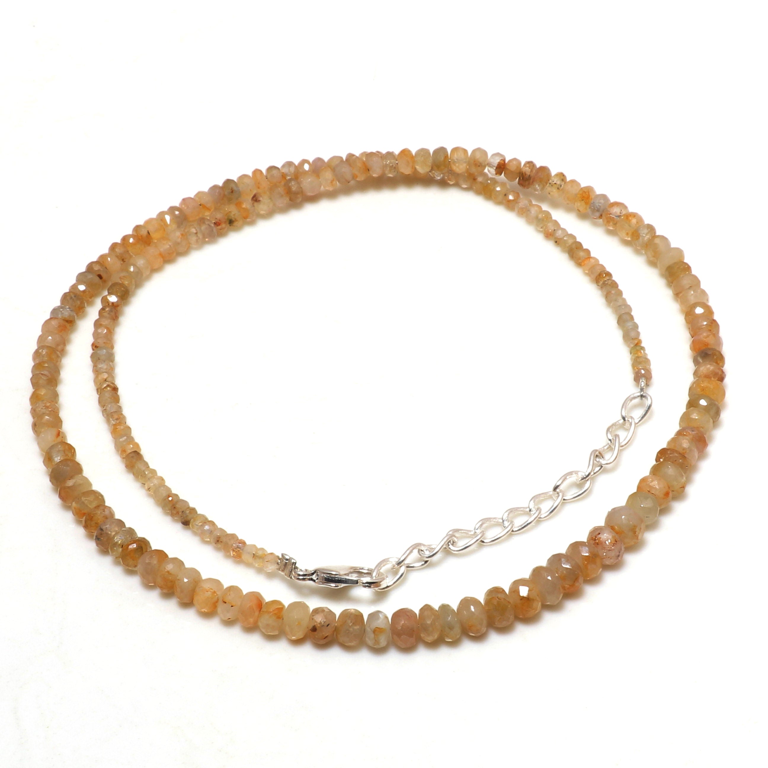 Natural Ochre Yellow Yellow Sapphire Beaded Fine Gemstone Necklace 