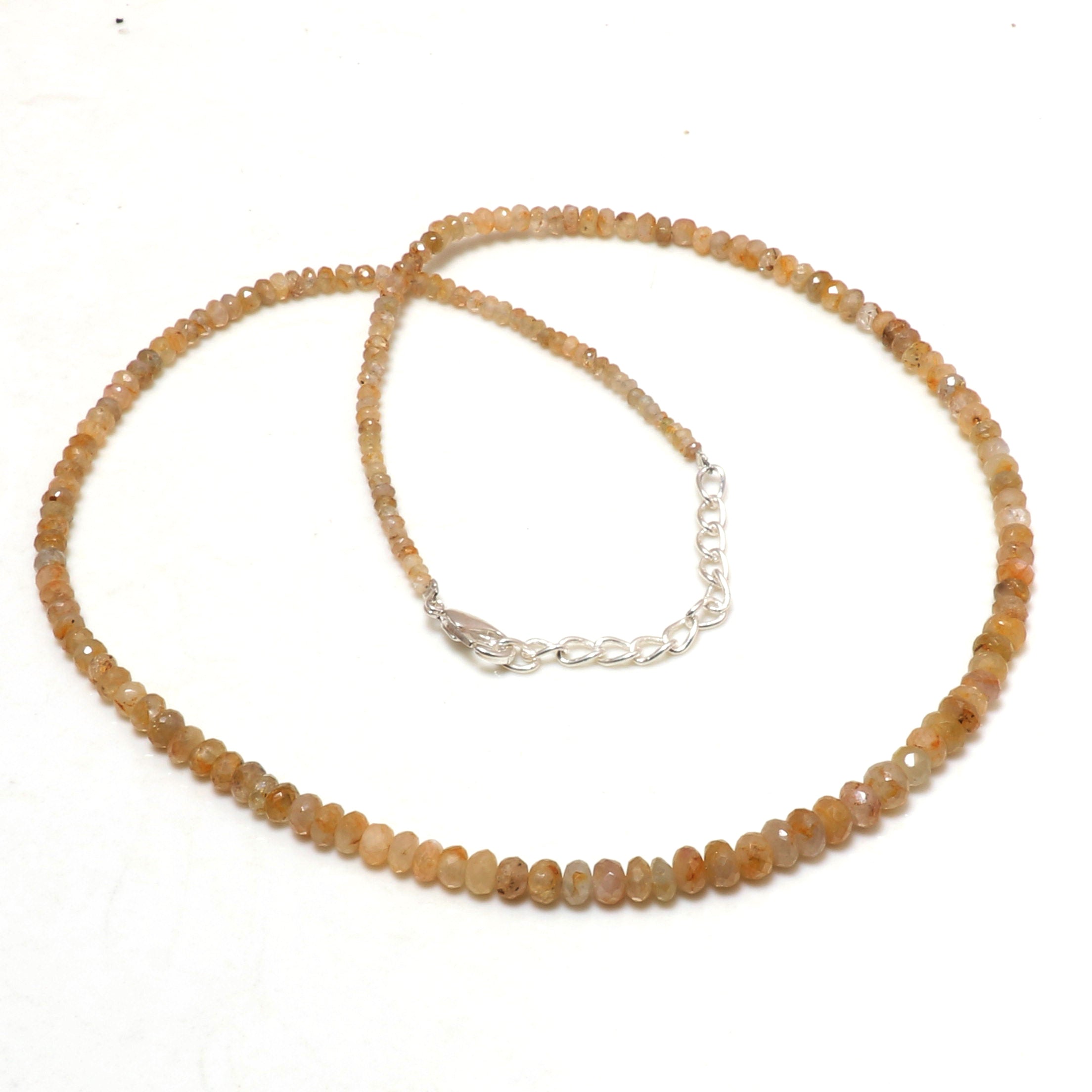 Natural Ochre Yellow Yellow Sapphire Beaded Fine Gemstone Necklace 