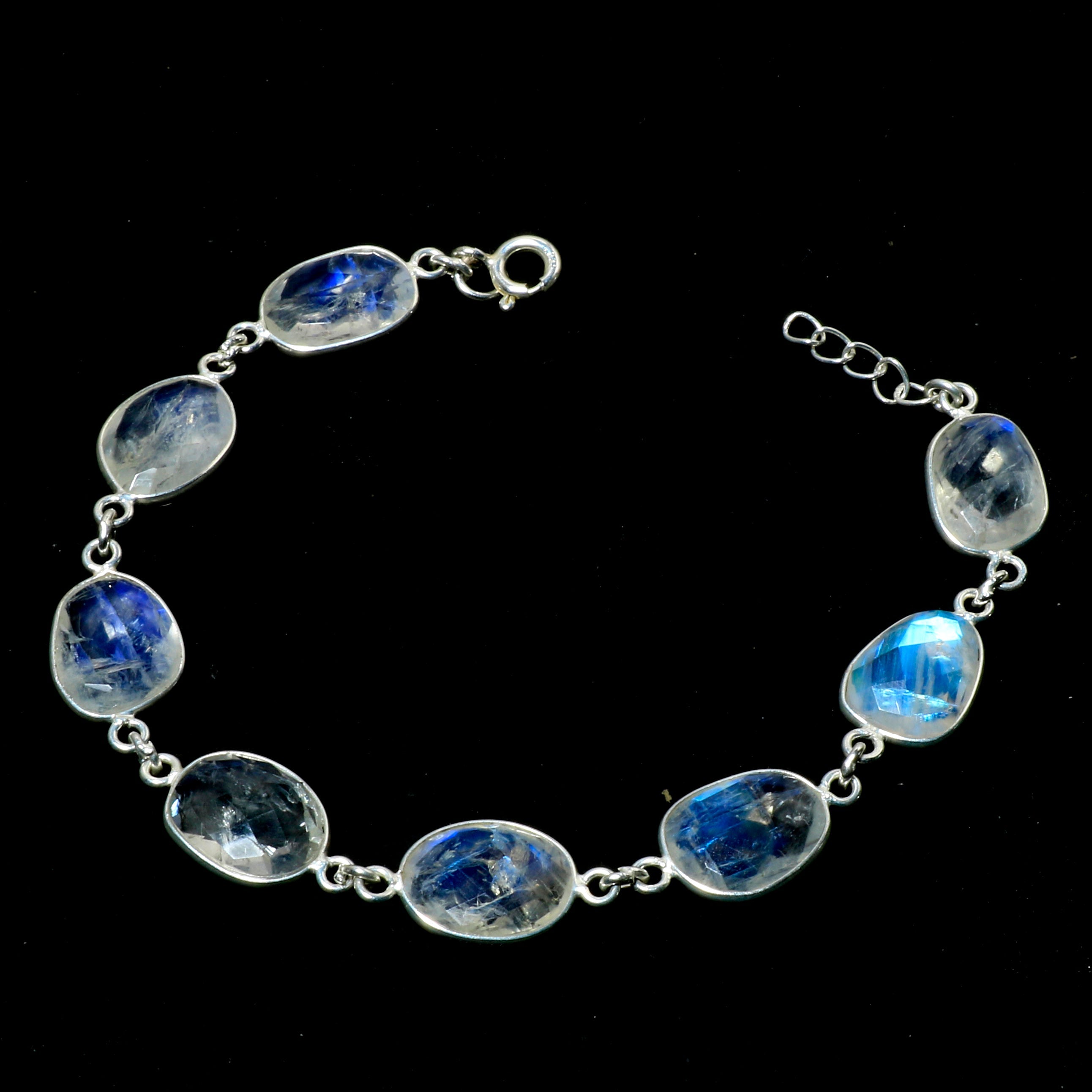 Natural White white labradorite Chain Fine Gemstone Bracelet 