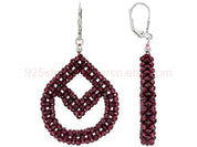 Natural Red Red Garnet Drop/Dangle Fine Gemstone Earrings 