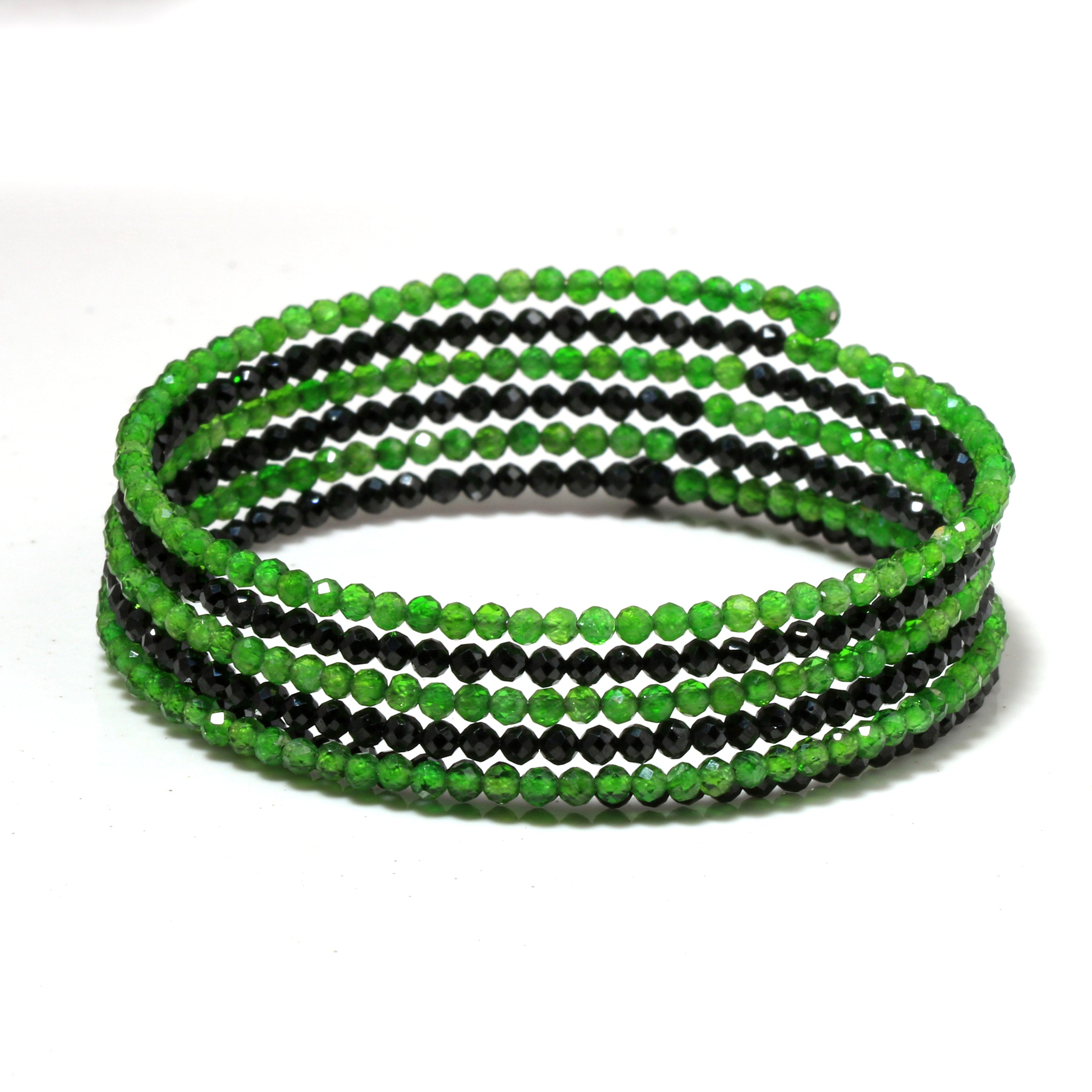 Natural Green Chrome Diopside Beaded Fine Gemstone Bracelet 