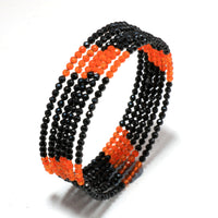 Natural Carnelian Beaded Spring Bangle | Black Spinel 6 Layer Spring Bangle | July Birthstone | Everyday Jewelry For Women