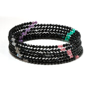 Natural Black Spinel Beaded Spring Bangle | Black Spinel 6 Layer Bangle | August Birthstone | Everyday Jewelry