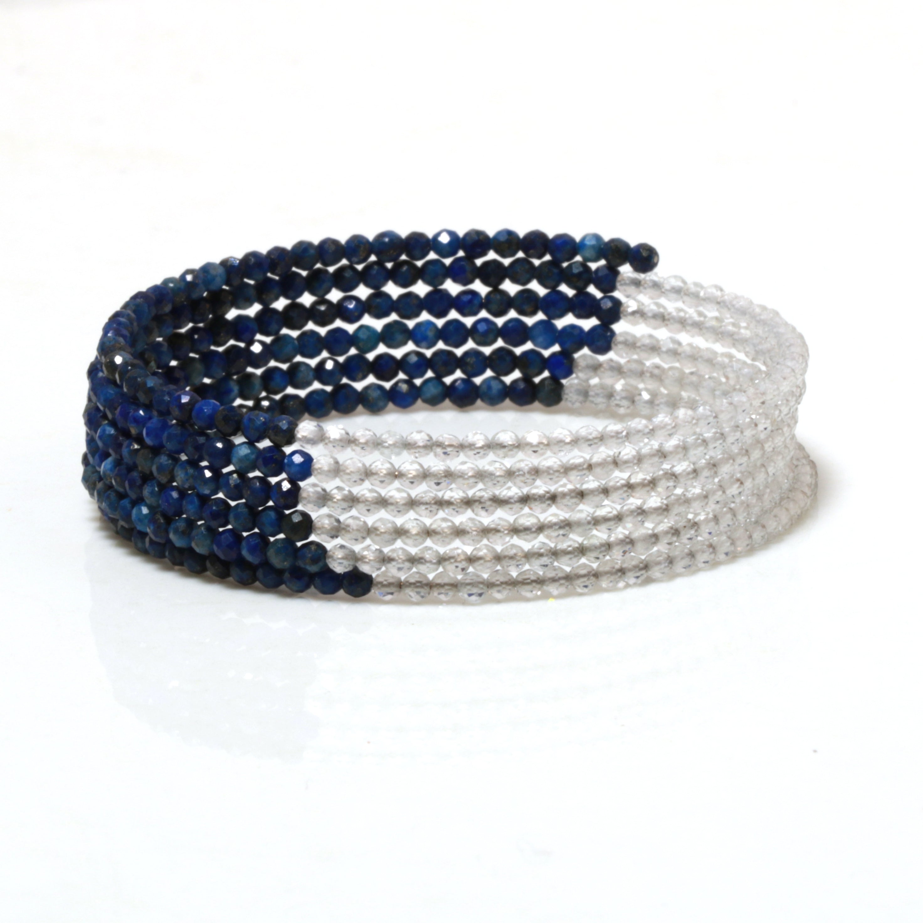 Natural Blue Lapis lazuli Beaded Fine Gemstone Bracelet 