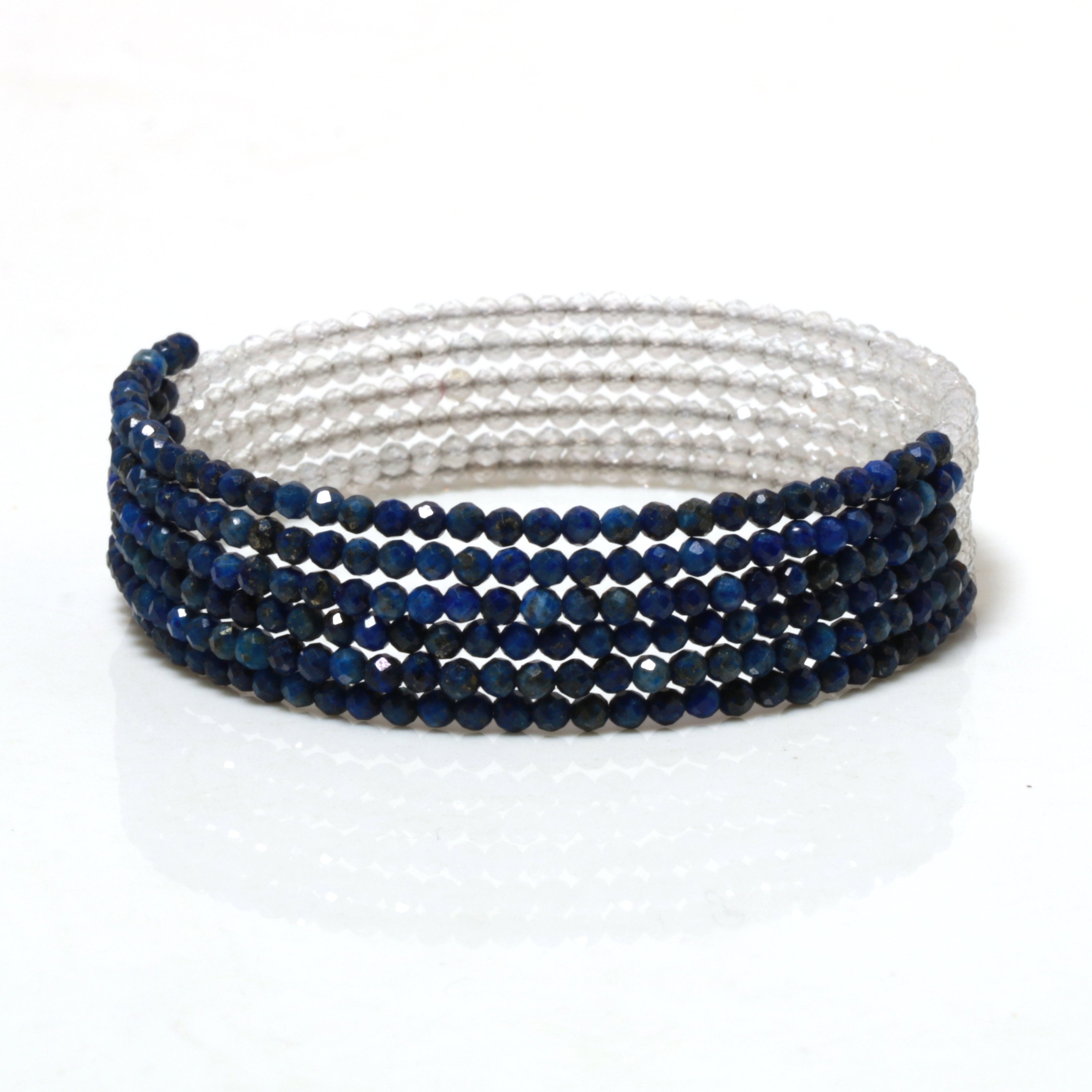 Natural Blue Lapis lazuli Beaded Fine Gemstone Bracelet 