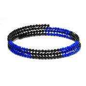 Natural Clear Quartz Beaded Spring Bangle | Black Spinel 3 Layer Spring Bangle | April Birthstone | Flexible Bangle Bracelet