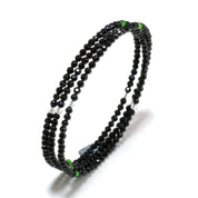 Natural Black Spinel Beaded Spring Bangle | Black Spinel 6 Layer Bangle | August Birthstone | Everyday Jewelry
