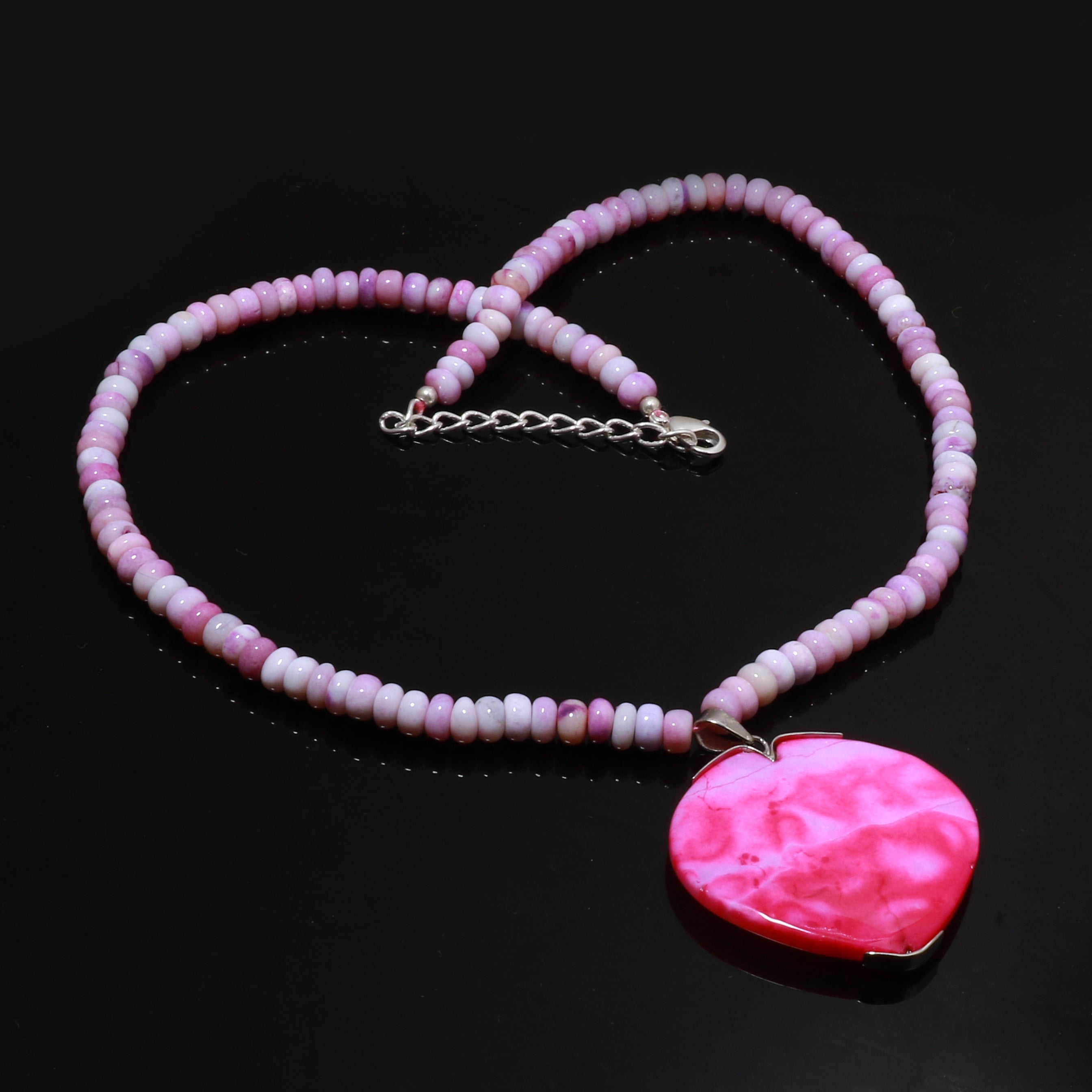 Natural Pink Pink Opal Beaded Fine Gemstone Necklace 