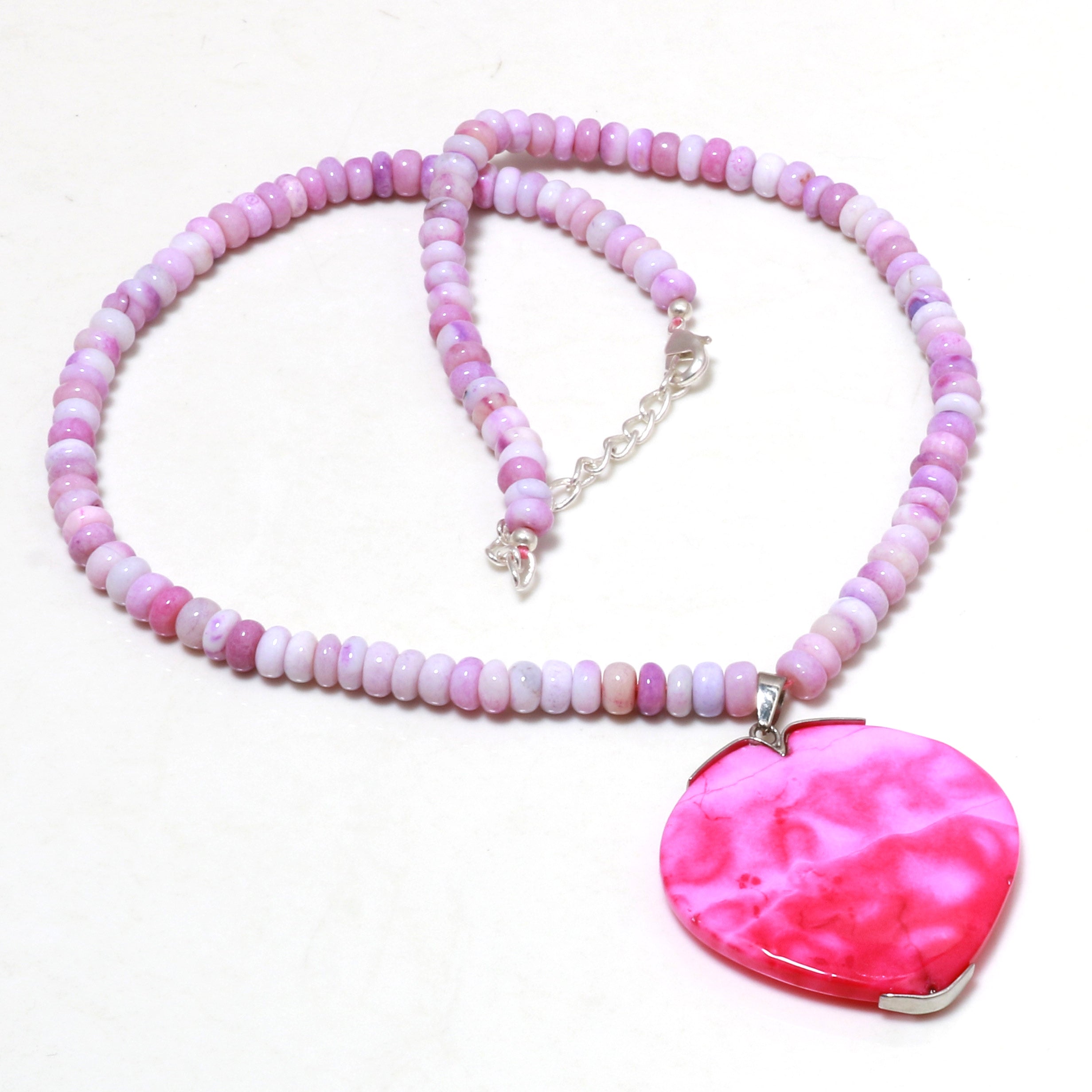 Natural Pink Pink Opal Beaded Fine Gemstone Necklace 