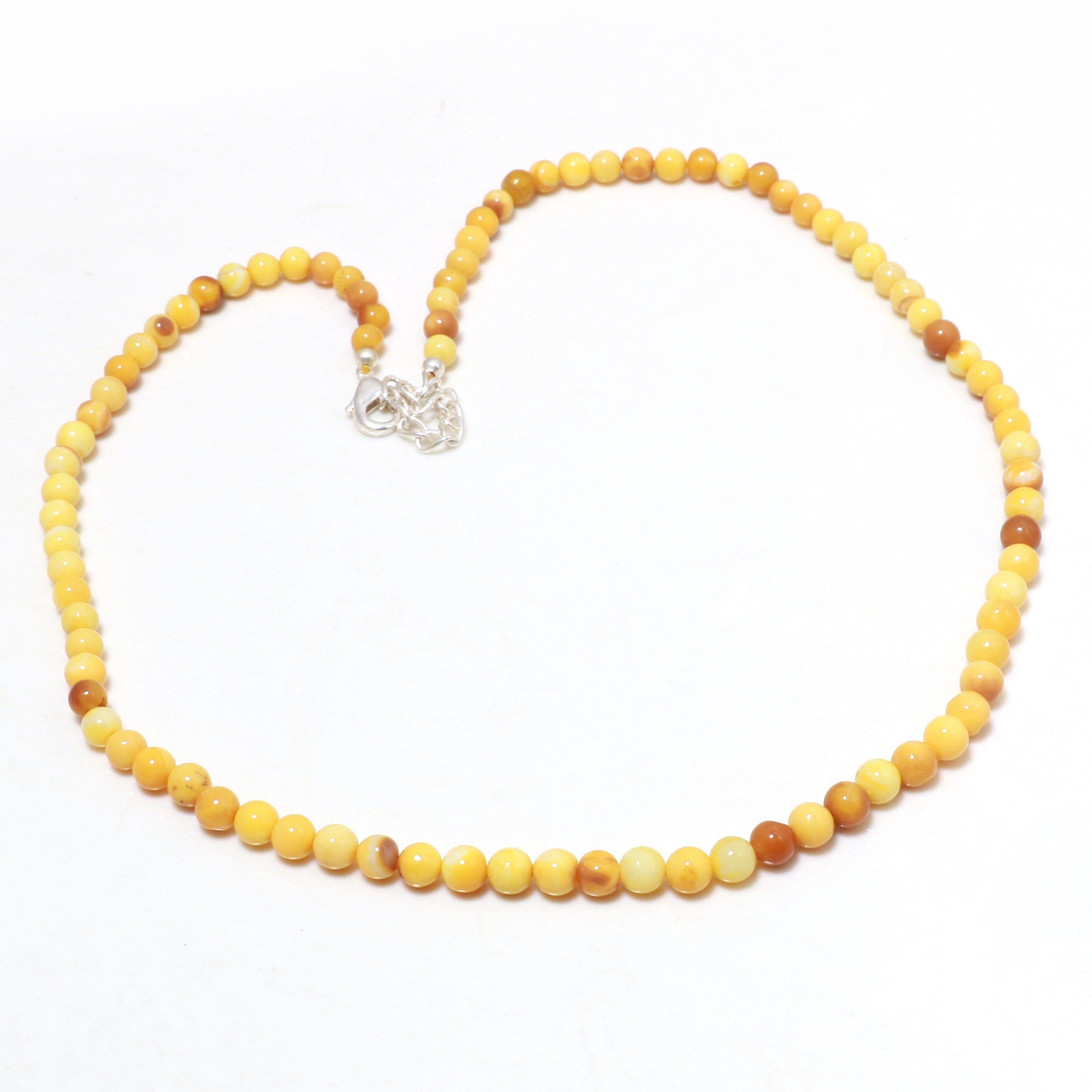 Natural Light Yellow Yellow Opal  Beaded Fine Gemstone Necklace 