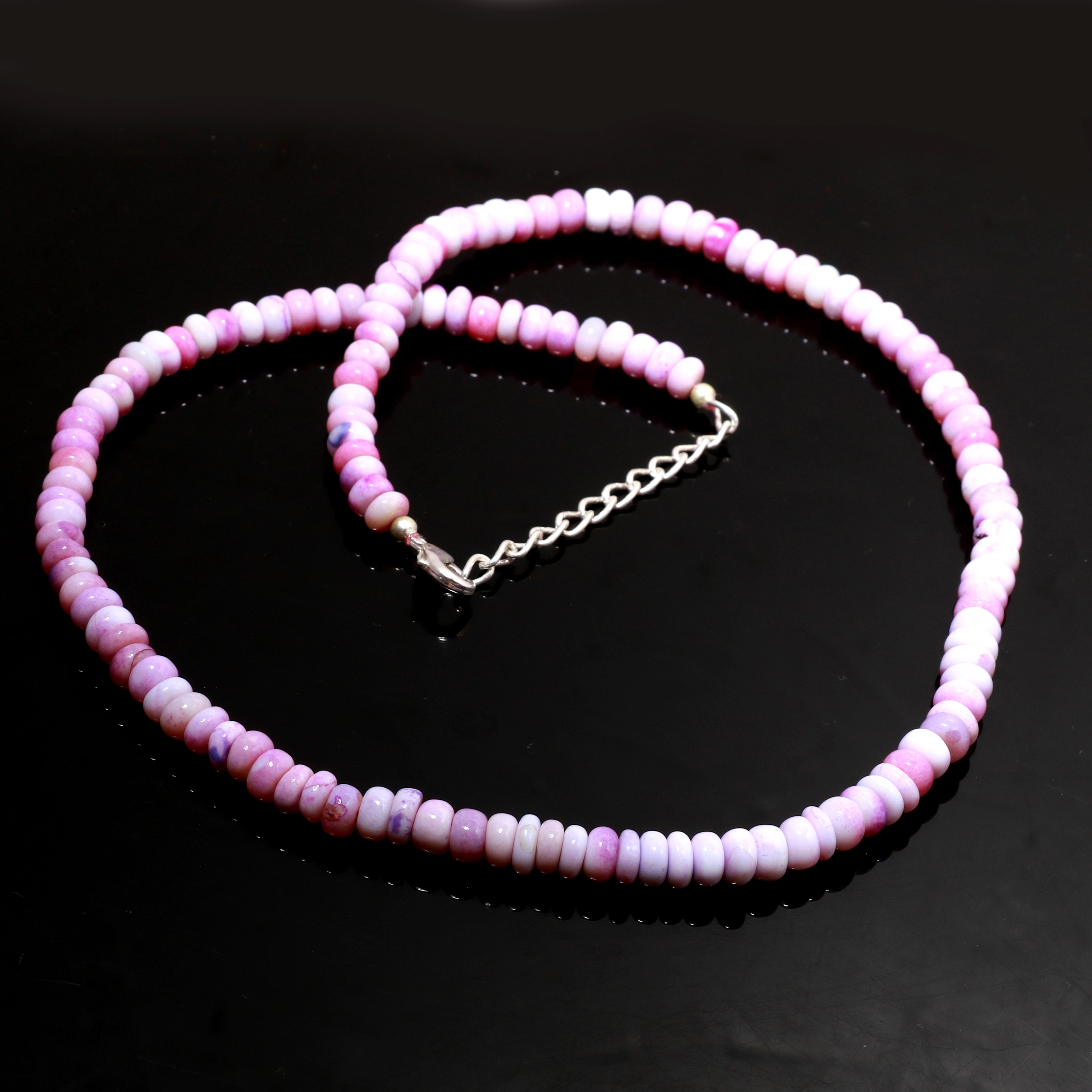 Natural Pink Pink Opal Beaded Fine Gemstone Necklace 