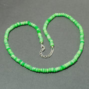 Natural Green Peruvian Opal Beaded Necklace | 925 Sterling Silver Adjustable Chain | October Birthstone | Women Jewelry