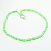 Natural Green Peruvian Opal Beaded Necklace | 925 Sterling Silver Adjustable Chain | October Birthstone | Women Jewelry