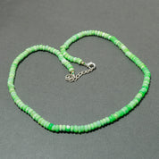 Natural Green Peruvian Opal Beaded Necklace | 925 Sterling Silver Adjustable Chain | October Birthstone | Women Jewelry