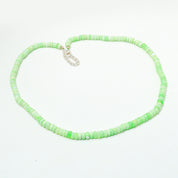 Natural Green Peruvian Opal Beaded Necklace | 925 Sterling Silver Adjustable Chain | October Birthstone | Women Jewelry