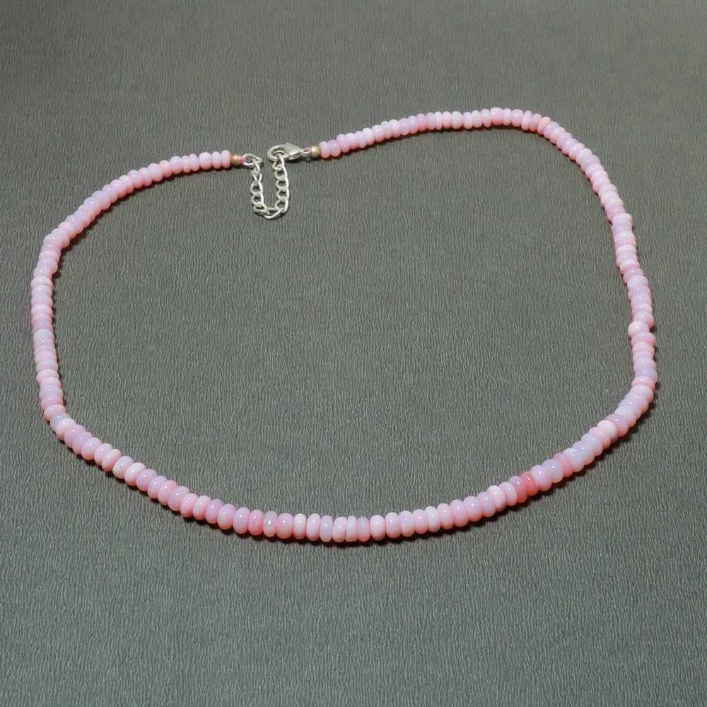 Natural Green Peruvian Opal Beaded Necklace | 925 Sterling Silver Adjustable Chain | October Birthstone | Women Jewelry
