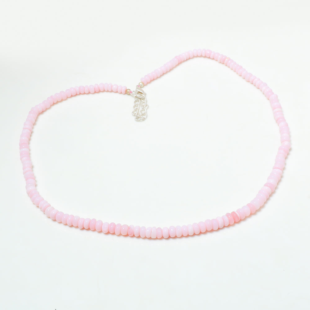 Natural Green Peruvian Opal Beaded Necklace | 925 Sterling Silver Adjustable Chain | October Birthstone | Women Jewelry