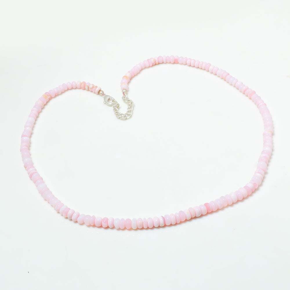 Natural Green Peruvian Opal Beaded Necklace | 925 Sterling Silver Adjustable Chain | October Birthstone | Women Jewelry