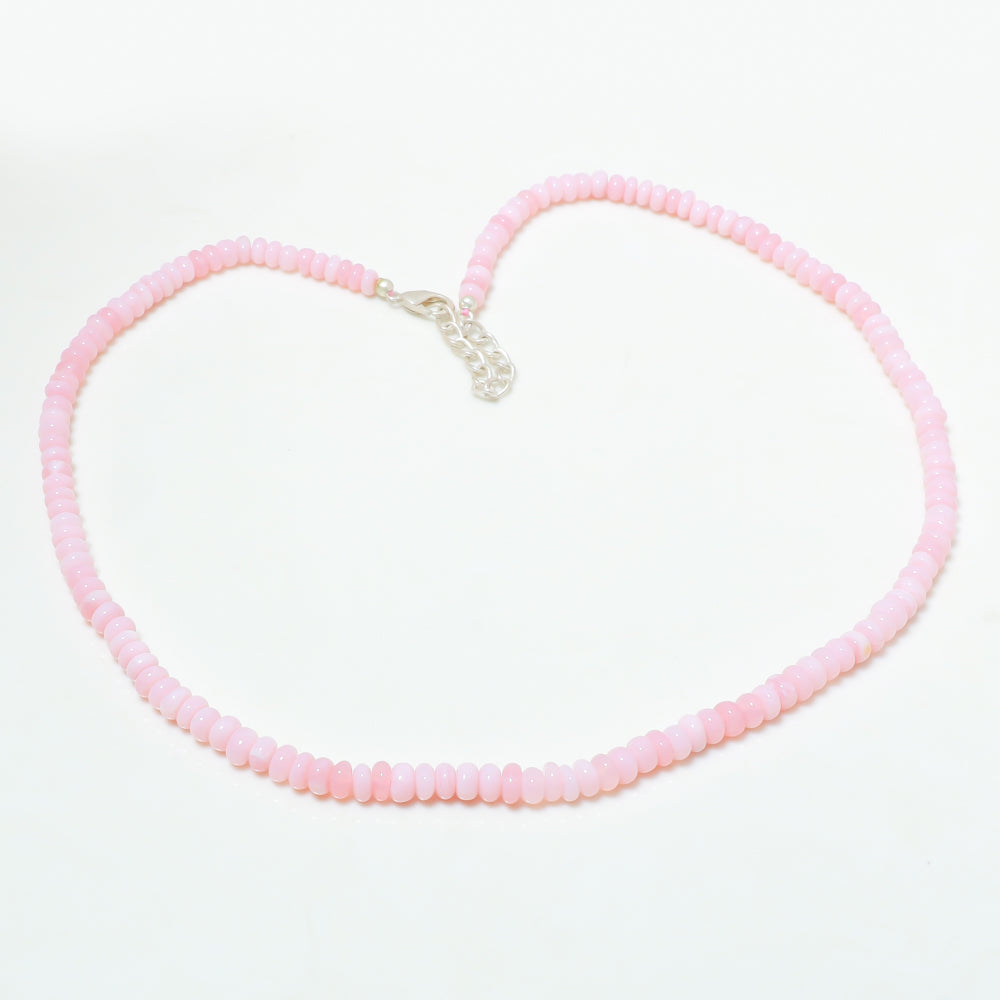 Natural Pink Pink Opal Beaded Fine Gemstone Necklace 