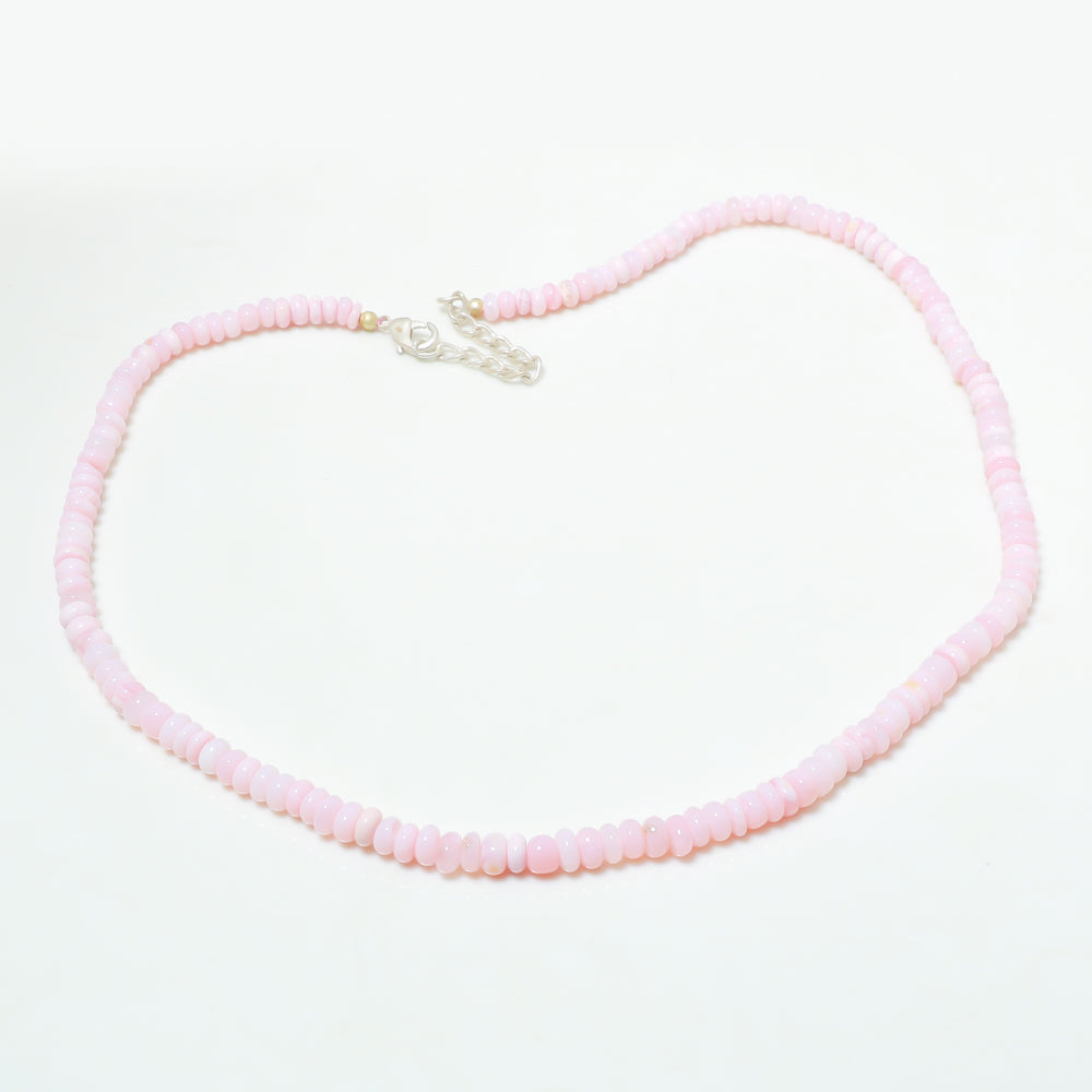 Natural Green Peruvian Opal Beaded Necklace | 925 Sterling Silver Adjustable Chain | October Birthstone | Women Jewelry