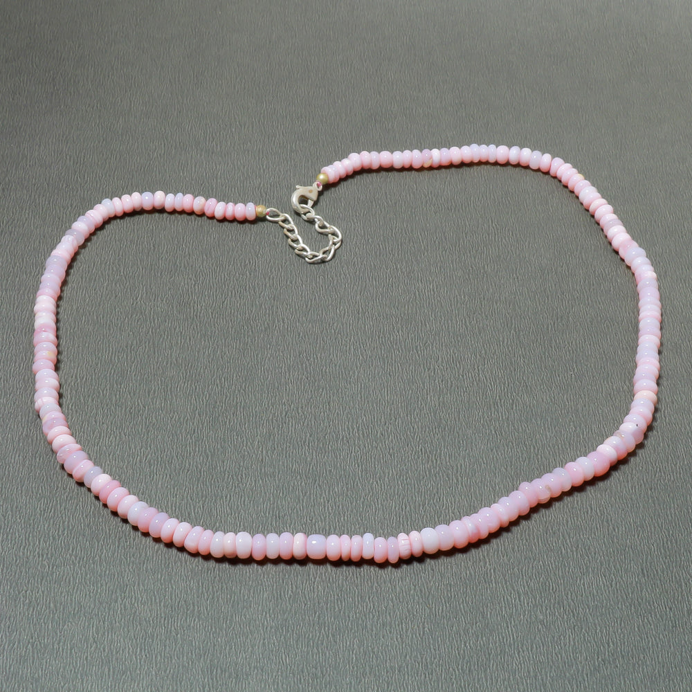 Natural Green Peruvian Opal Beaded Necklace | 925 Sterling Silver Adjustable Chain | October Birthstone | Women Jewelry
