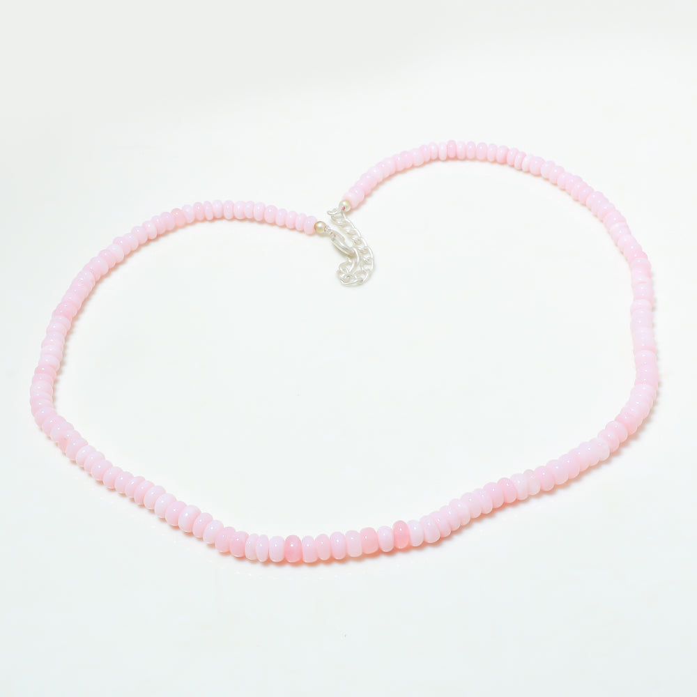 Natural Green Peruvian Opal Beaded Necklace | 925 Sterling Silver Adjustable Chain | October Birthstone | Women Jewelry