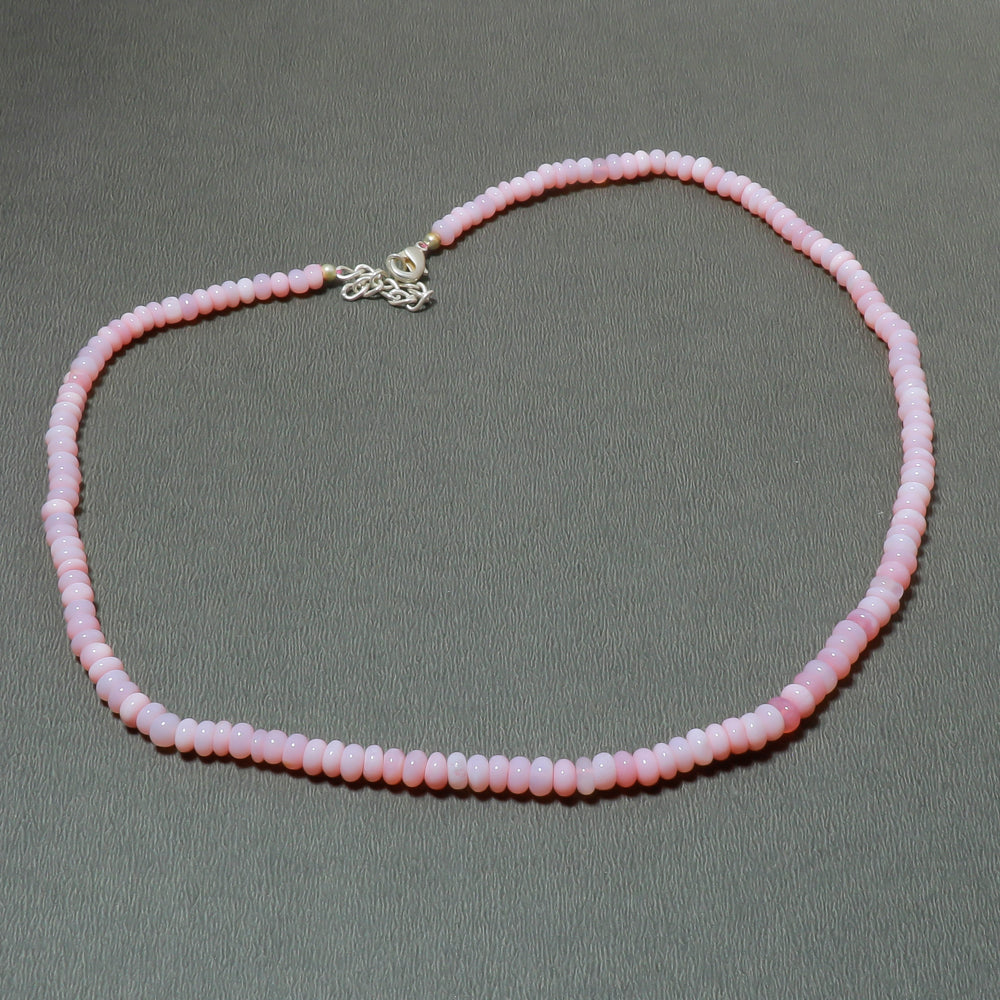 Natural Green Peruvian Opal Beaded Necklace | 925 Sterling Silver Adjustable Chain | October Birthstone | Women Jewelry