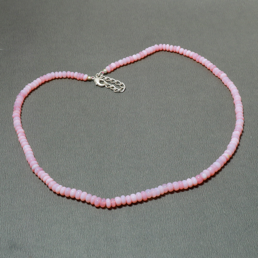 Natural Pink Pink Opal Beaded Fine Gemstone Necklace 