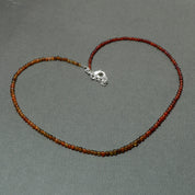 Natural Hessonite Garnet Beaded Necklace | 925 Sterling Silver Adjustable Chain | January Birthstone | Women Jewelry
