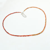 Natural Hessonite Garnet Beaded Necklace | 925 Sterling Silver Adjustable Chain | January Birthstone | Women Jewelry