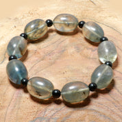 Natural Light Gray Grey Quartz Beaded Fine Gemstone Bracelet 