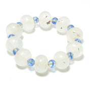 Natural White Rainbow moonstone Beaded Fine Gemstone Bracelet 