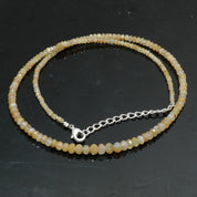 Natural Yellow Rutilated Quartz Beaded Fine Gemstone Necklace 