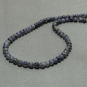 Natural Iolite Round Ball Beaded Necklace & Earrings | 925 Sterling Silver Adjustable Chain | September Birthstone | Necklace Set Jewelry