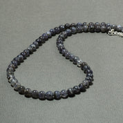 Natural Iolite Round Ball Beaded Necklace & Earrings | 925 Sterling Silver Adjustable Chain | September Birthstone | Necklace Set Jewelry
