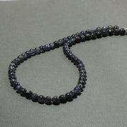 Natural Iolite Round Ball Beaded Necklace & Earrings | 925 Sterling Silver Adjustable Chain | September Birthstone | Necklace Set Jewelry