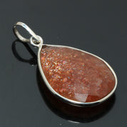 Natural Sunstone Pear Shape Charm Pendant | 925 Sterling Silver Fine Jewelry | July Birthstone | Healing Power Crystals