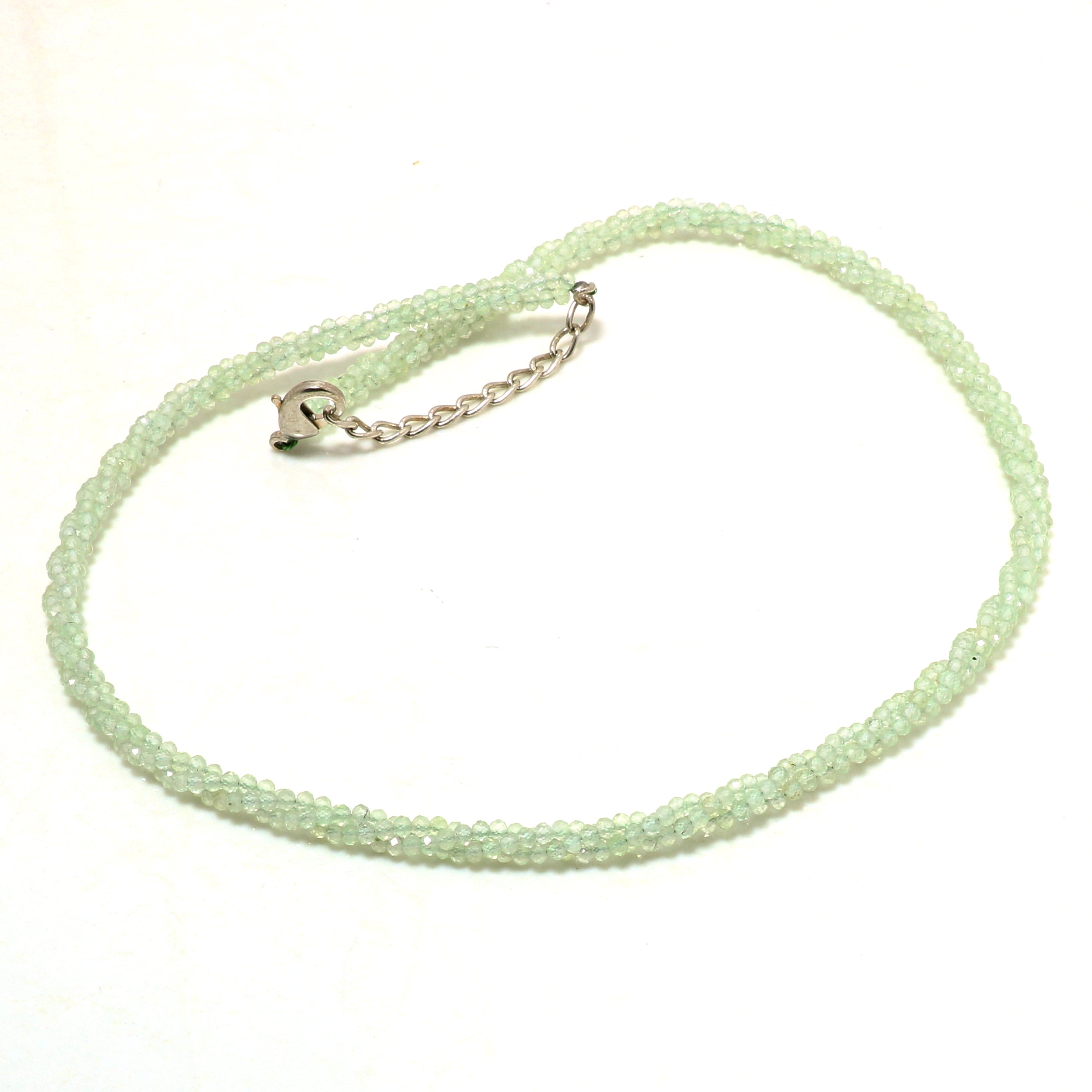 Natural White Prehnite Beaded Fine Gemstone Necklace 