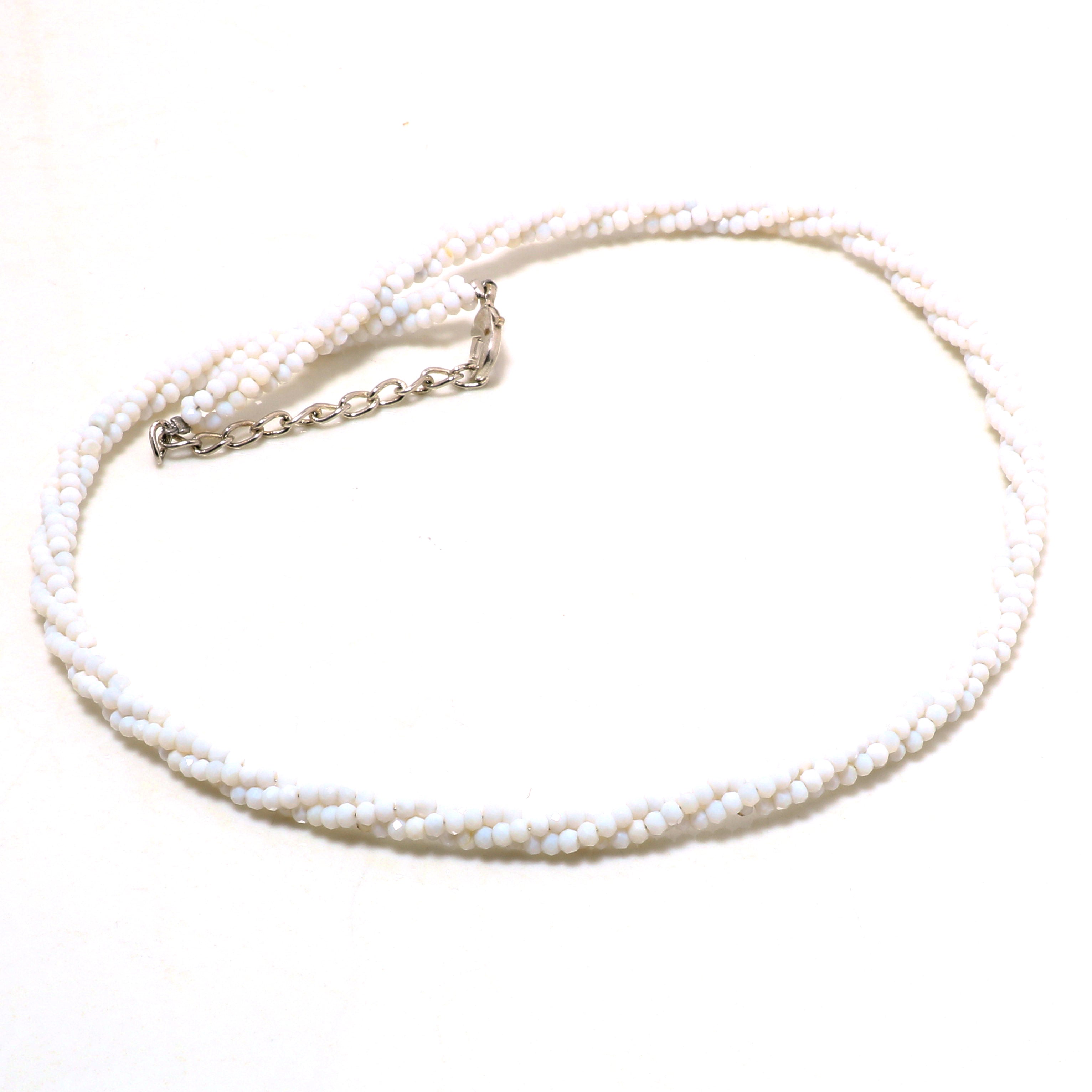 Natural White White Opal Beaded Fine Gemstone Necklace 